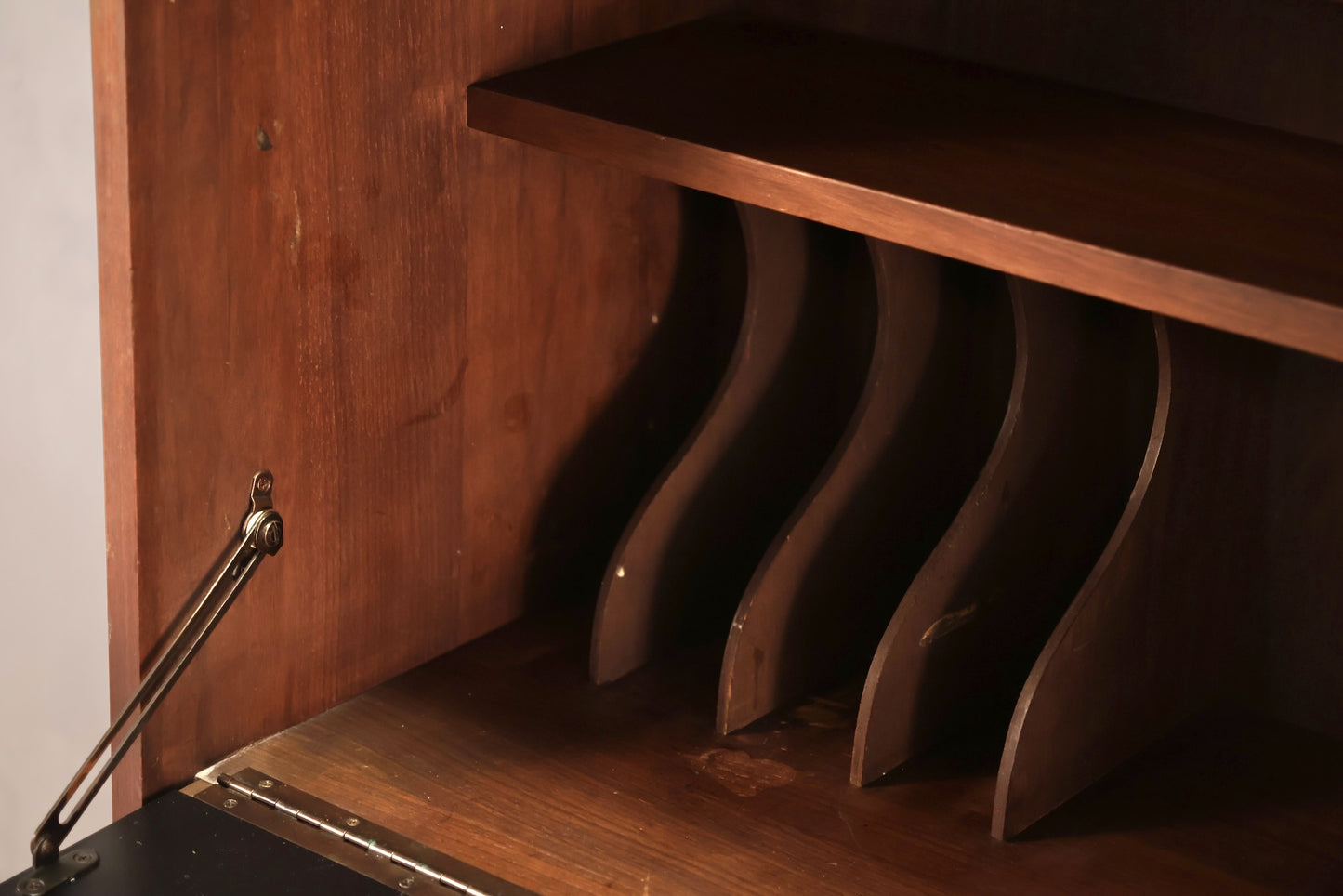 Dark Walnut 3-Drawer Drop-Front Wall Unit