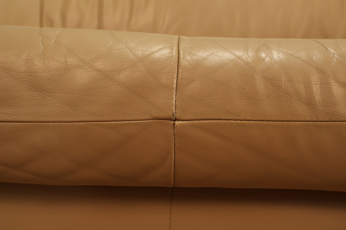 1980s Tan Leather Loveseat -ONLINE ONLY