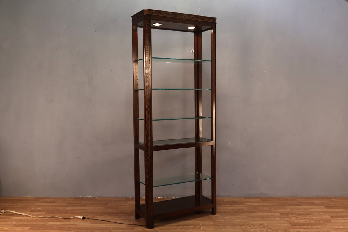 Elegant Dark Wood & Glass Etagere