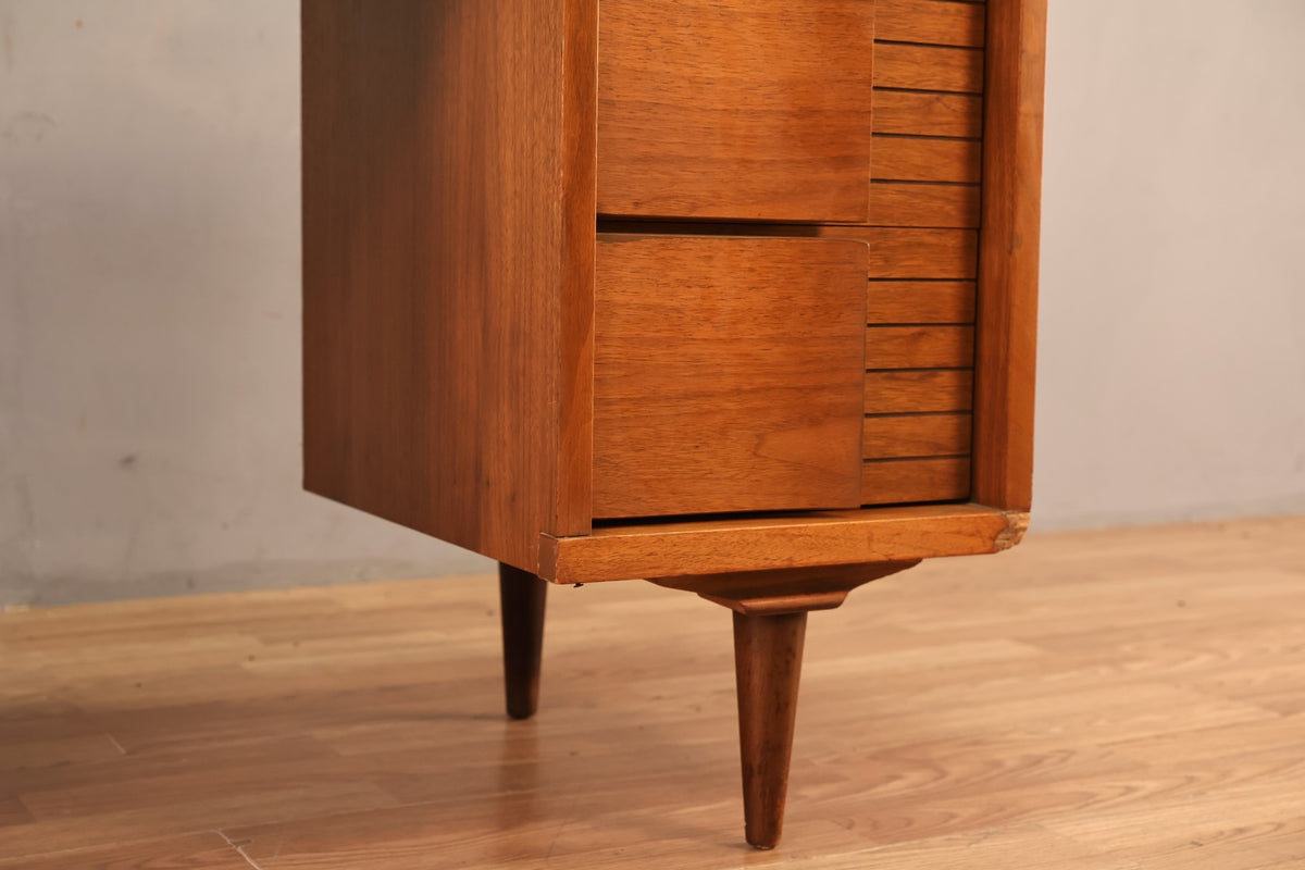 Walnut & Laminate 7-Drawer Desk