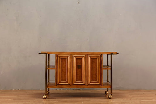 JL Metz Marble & Burl Bar Cart