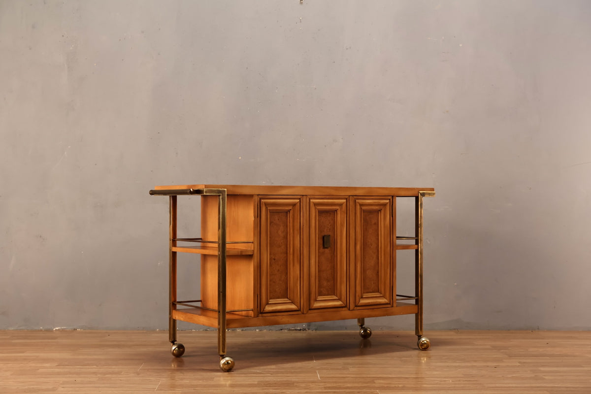 JL Metz Marble & Burl Bar Cart