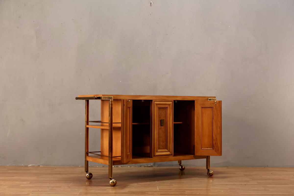 JL Metz Marble & Burl Bar Cart