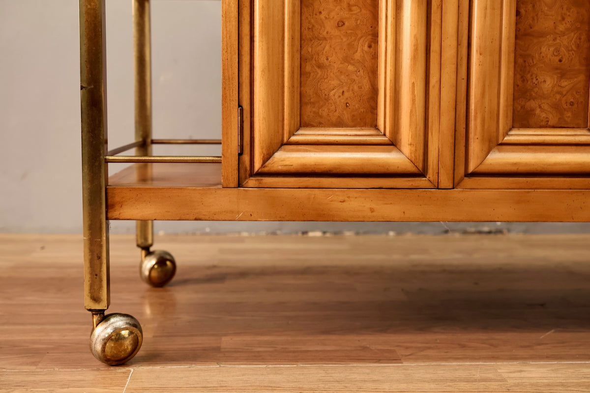 JL Metz Marble & Burl Bar Cart