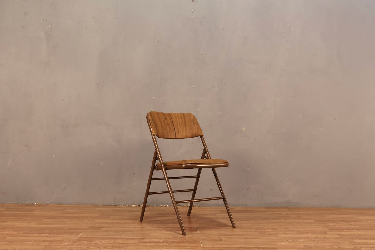 Samsonite Metal & Woodgrain Vinyl Folding Chair