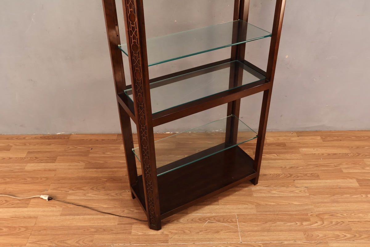 Elegant Dark Wood & Glass Etagere