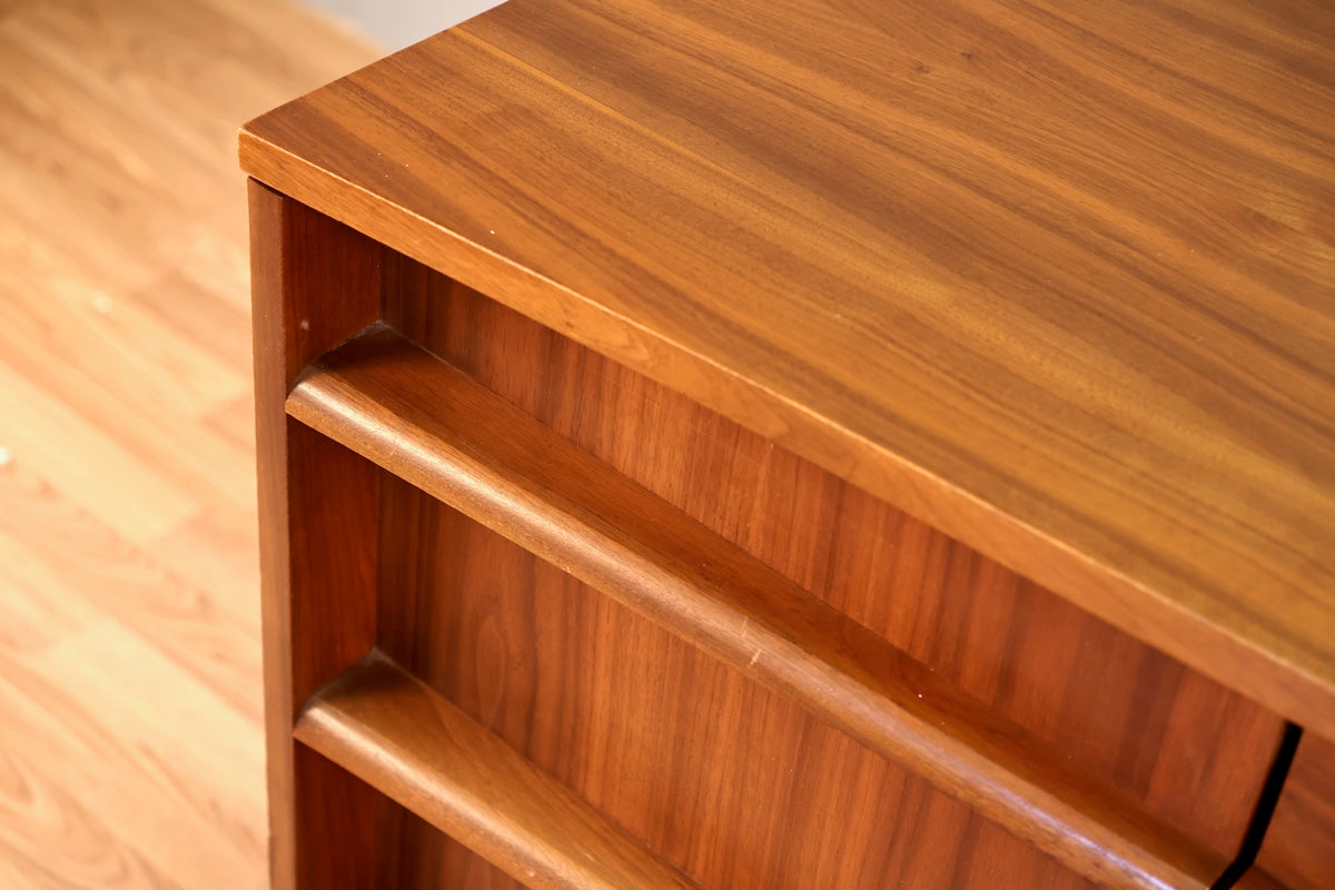Concave Walnut 3-Drawer Credenza