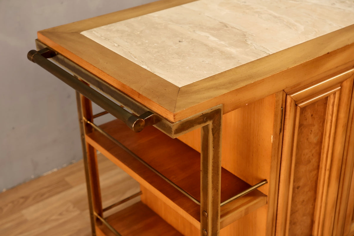 JL Metz Marble & Burl Bar Cart