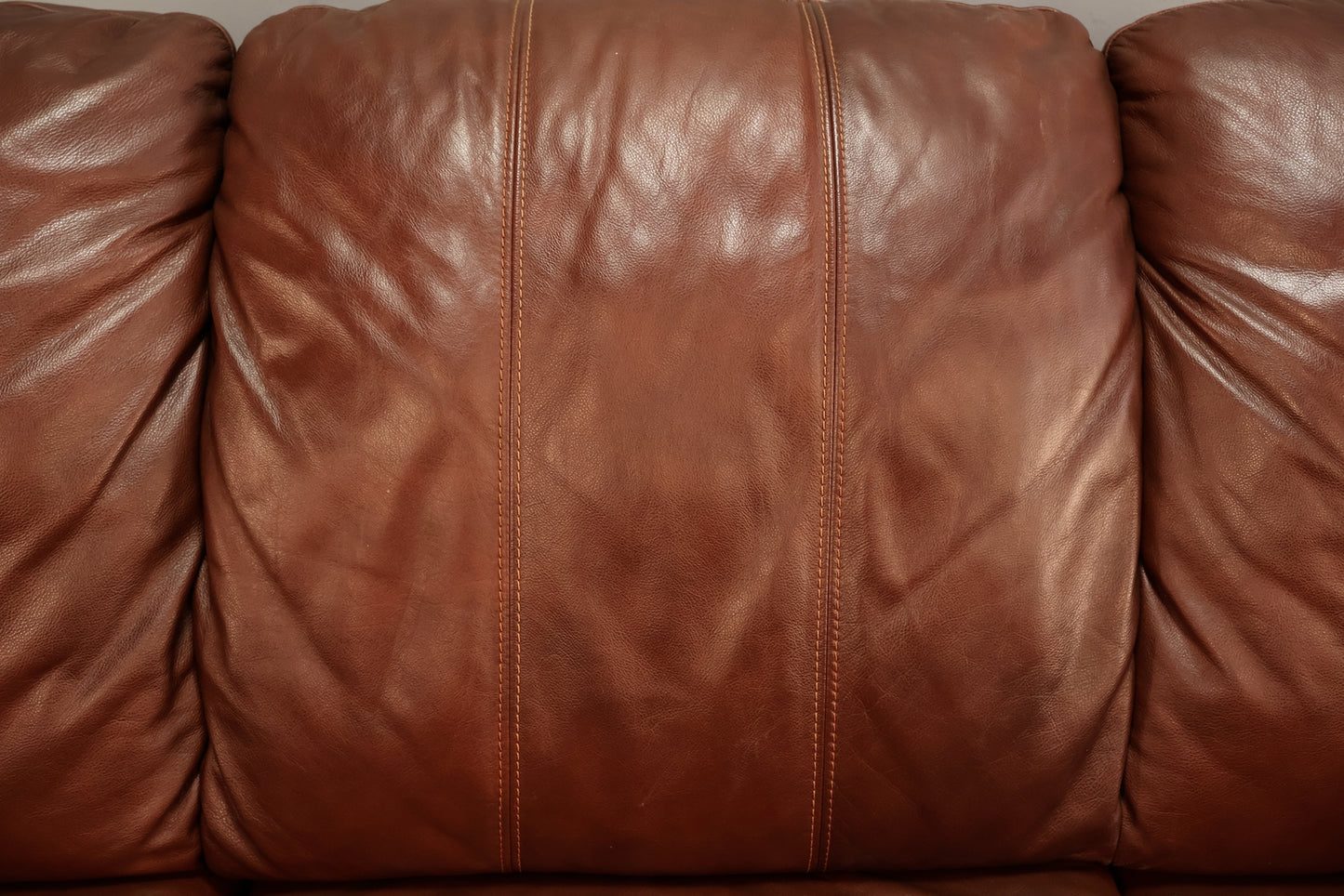 Large Ethan Allen Cognac Leather Sofa - ONLINE ONLY