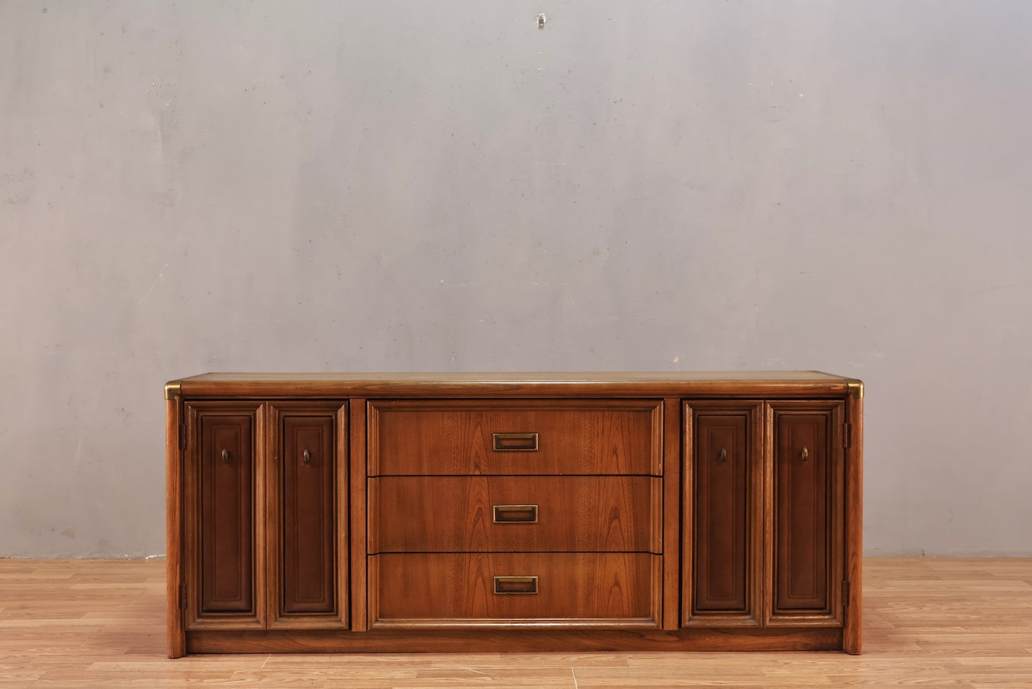 Mid Century Paneled 3-Drawer Credenza