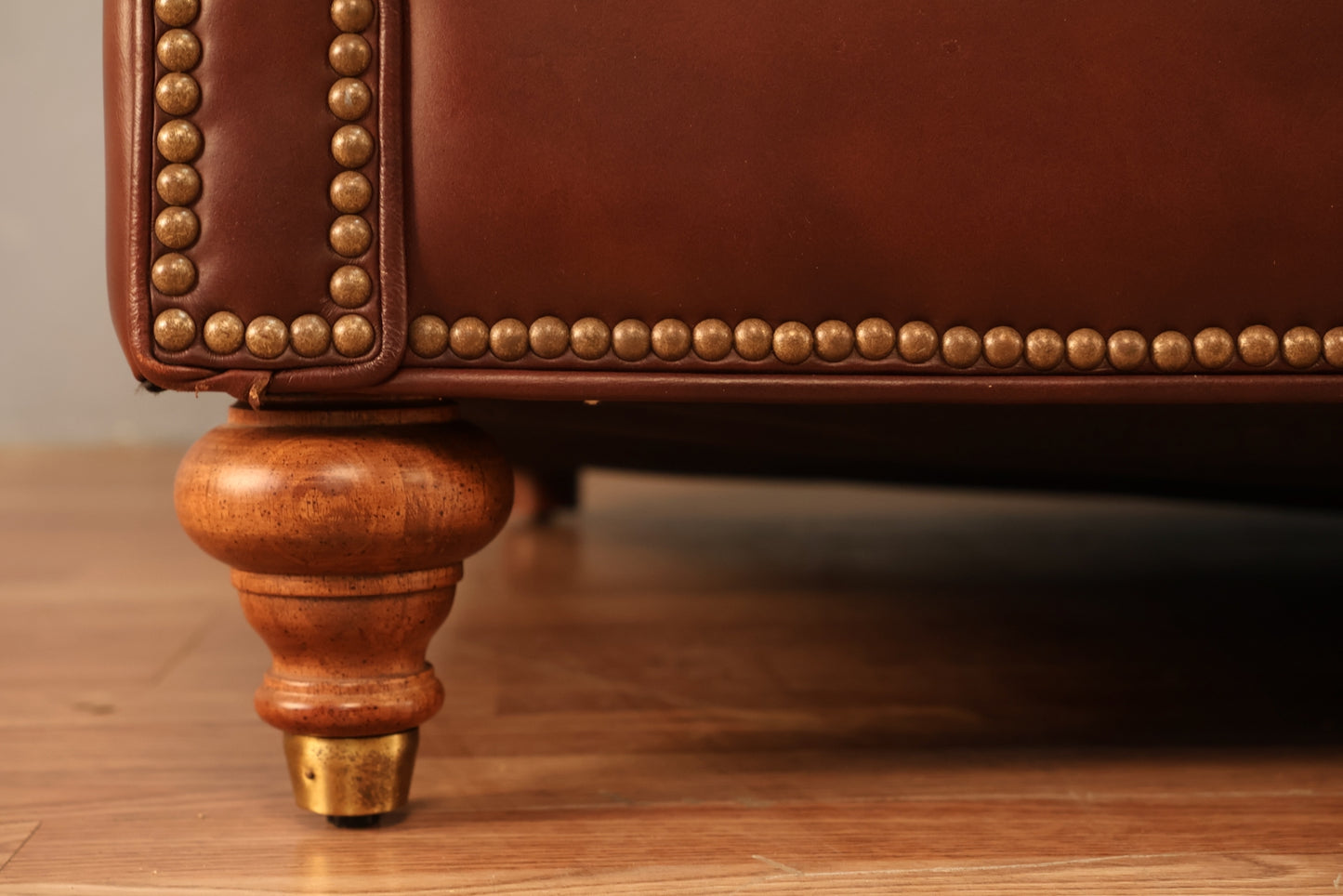 Large Ethan Allen Cognac Leather Sofa - ONLINE ONLY