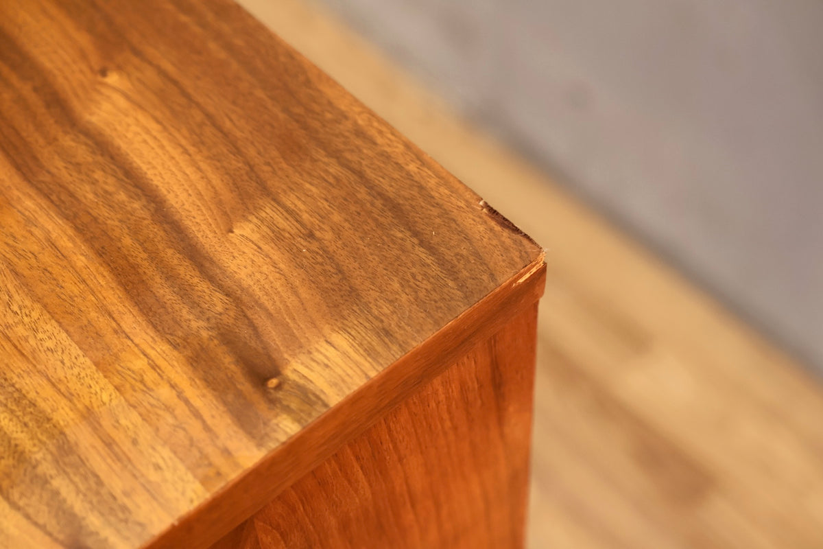 Concave Walnut 3-Drawer Credenza