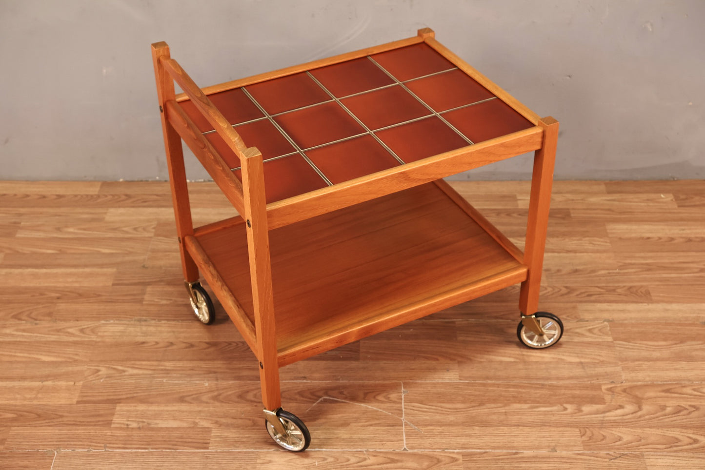 Westnofa Teak & Tile 2-Tier Bar Cart