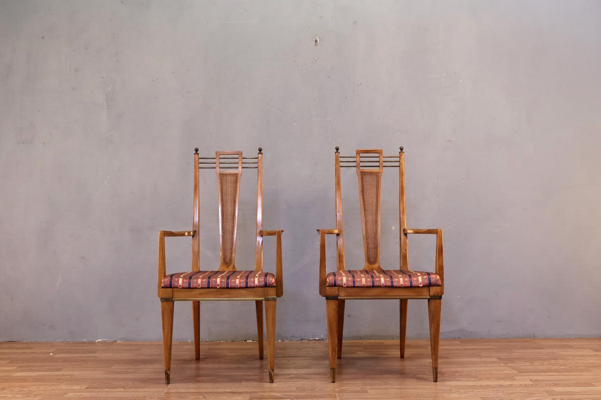 1950s J.L. Metz Walnut & Brass Armchair