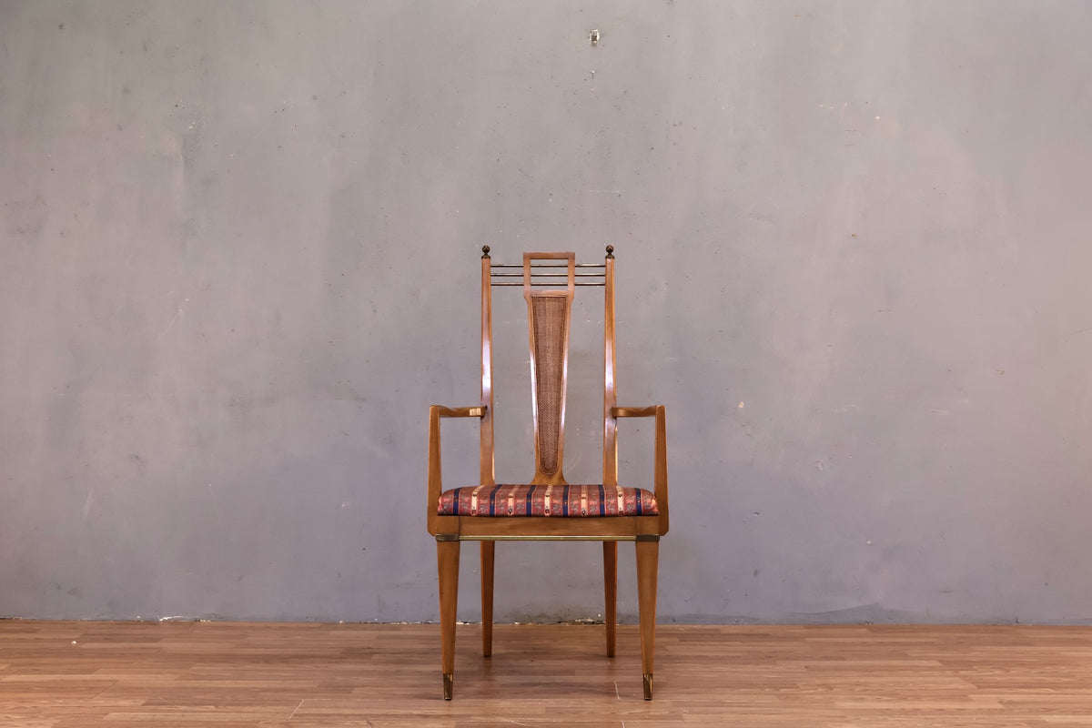 1950s J.L. Metz Walnut & Brass Armchair