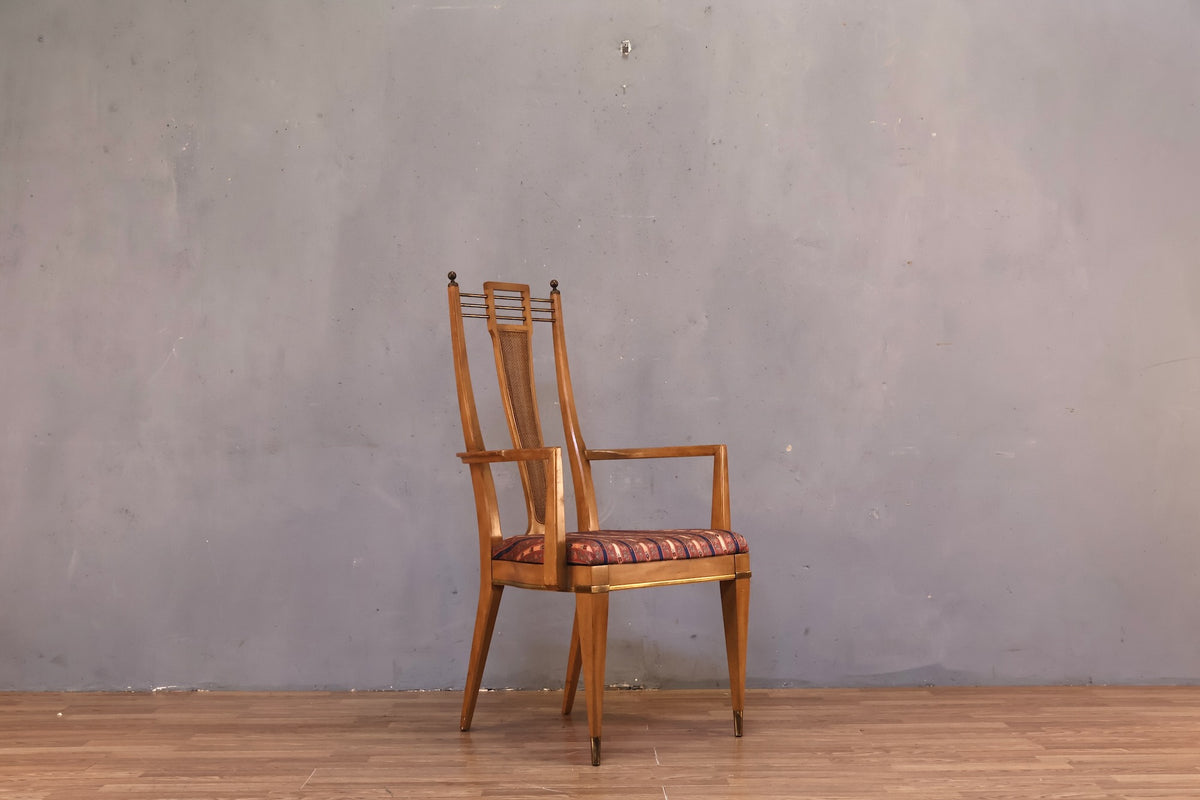 1950s J.L. Metz Walnut & Brass Armchair