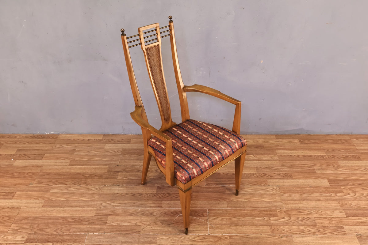 1950s J.L. Metz Walnut & Brass Armchair