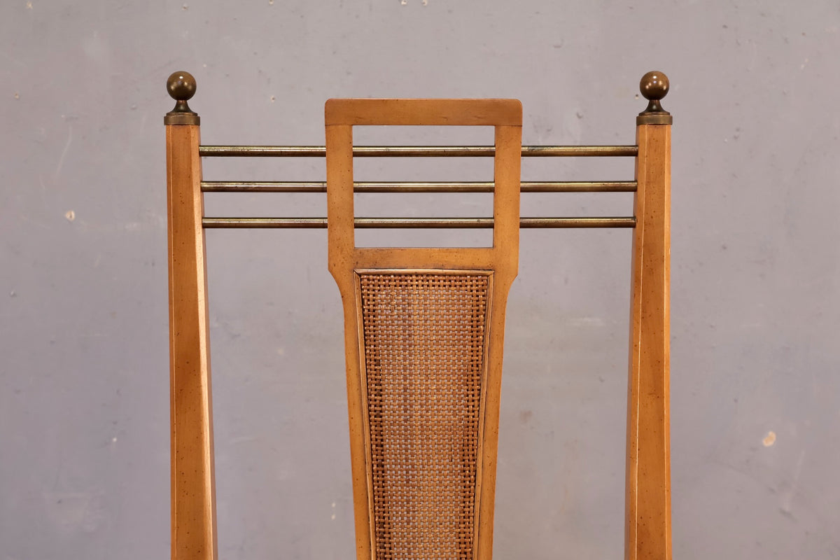 1950s J.L. Metz Walnut & Brass Armchair