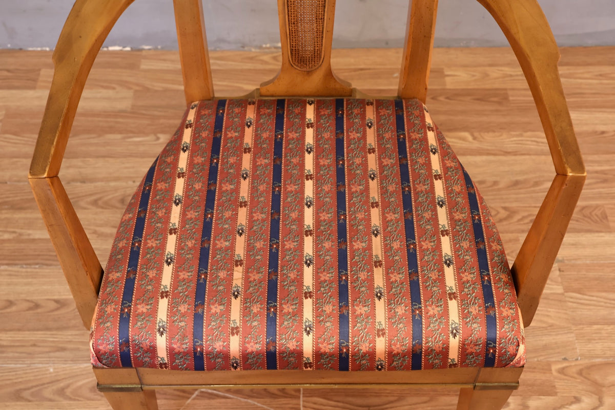 1950s J.L. Metz Walnut & Brass Armchair