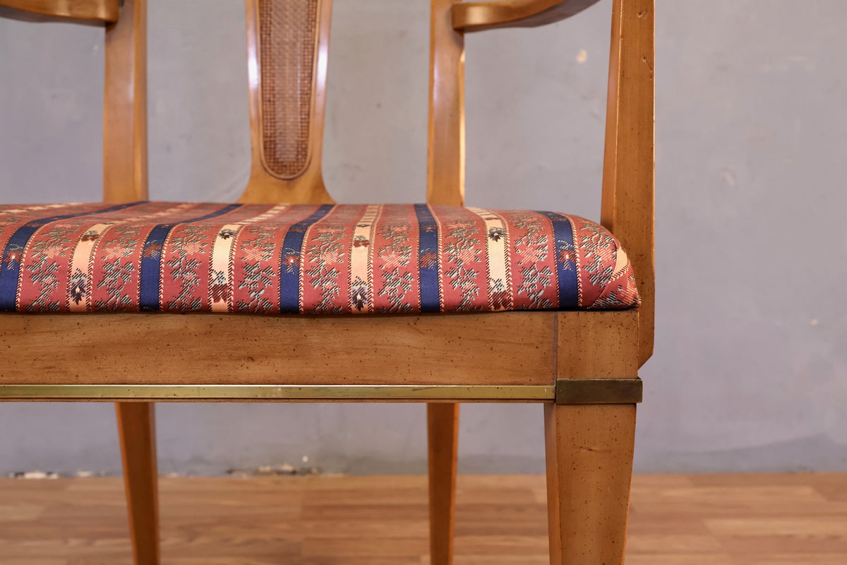 1950s J.L. Metz Walnut & Brass Armchair