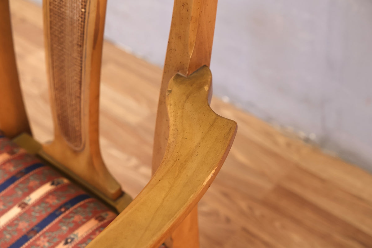 1950s J.L. Metz Walnut & Brass Armchair