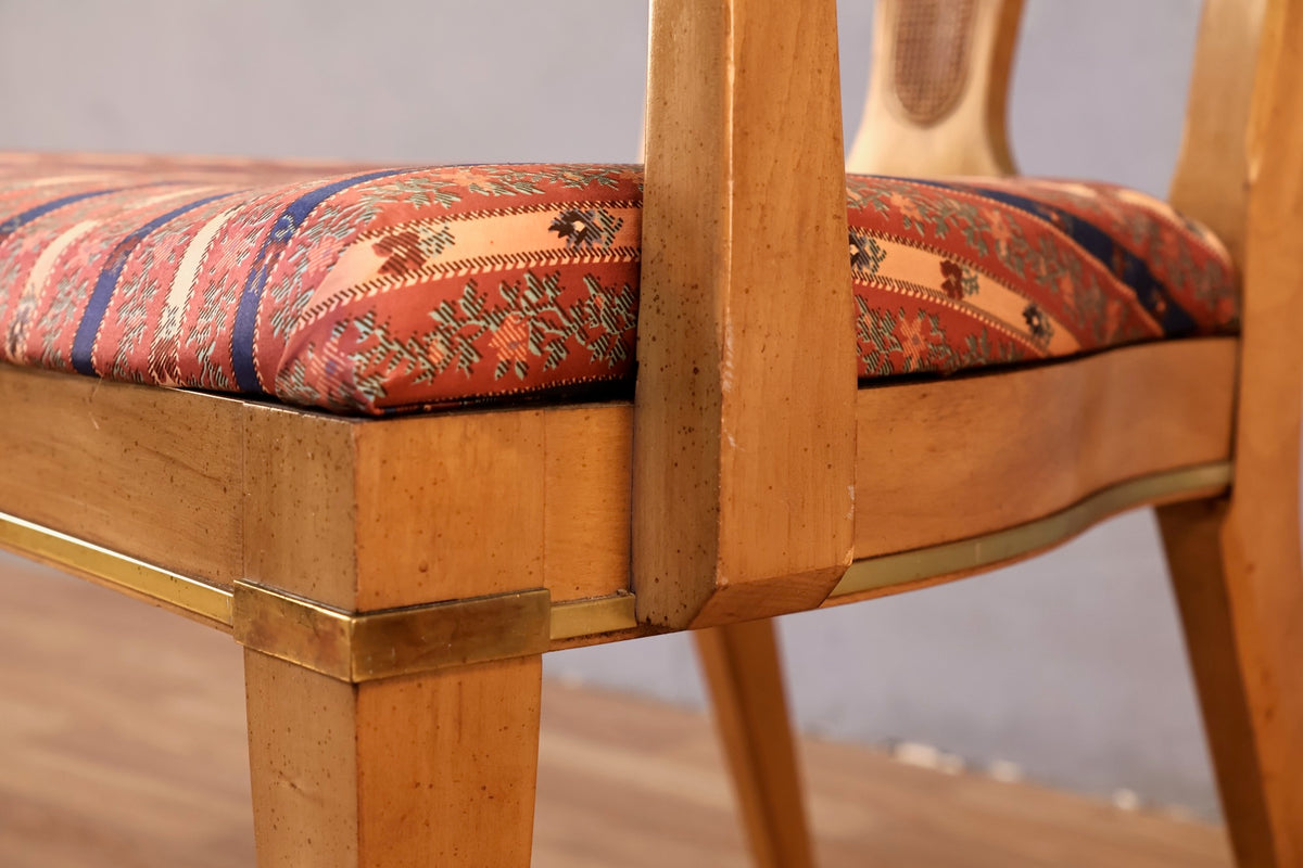1950s J.L. Metz Walnut & Brass Armchair
