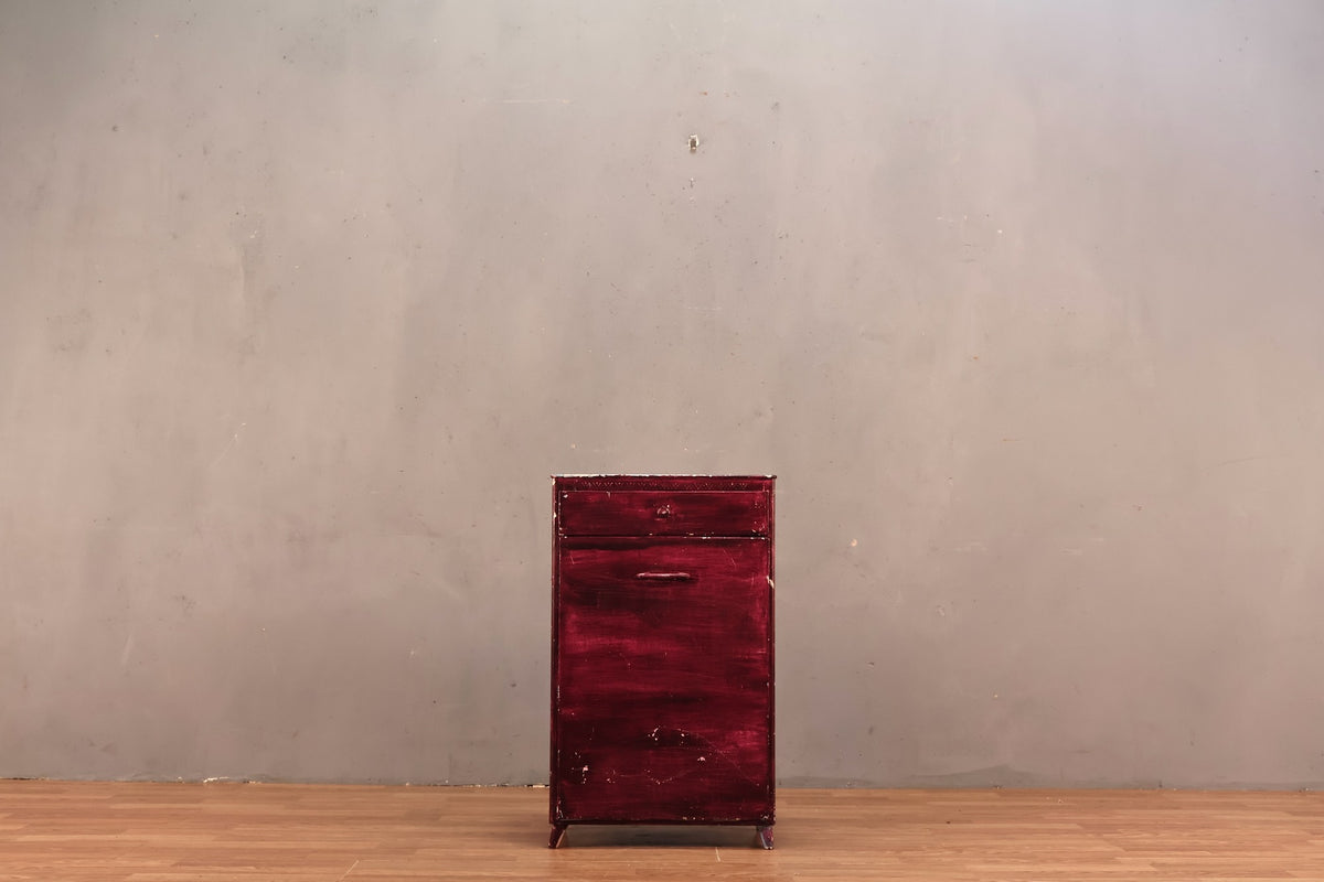 Rustic Magenta Metal Hamper Cabinet