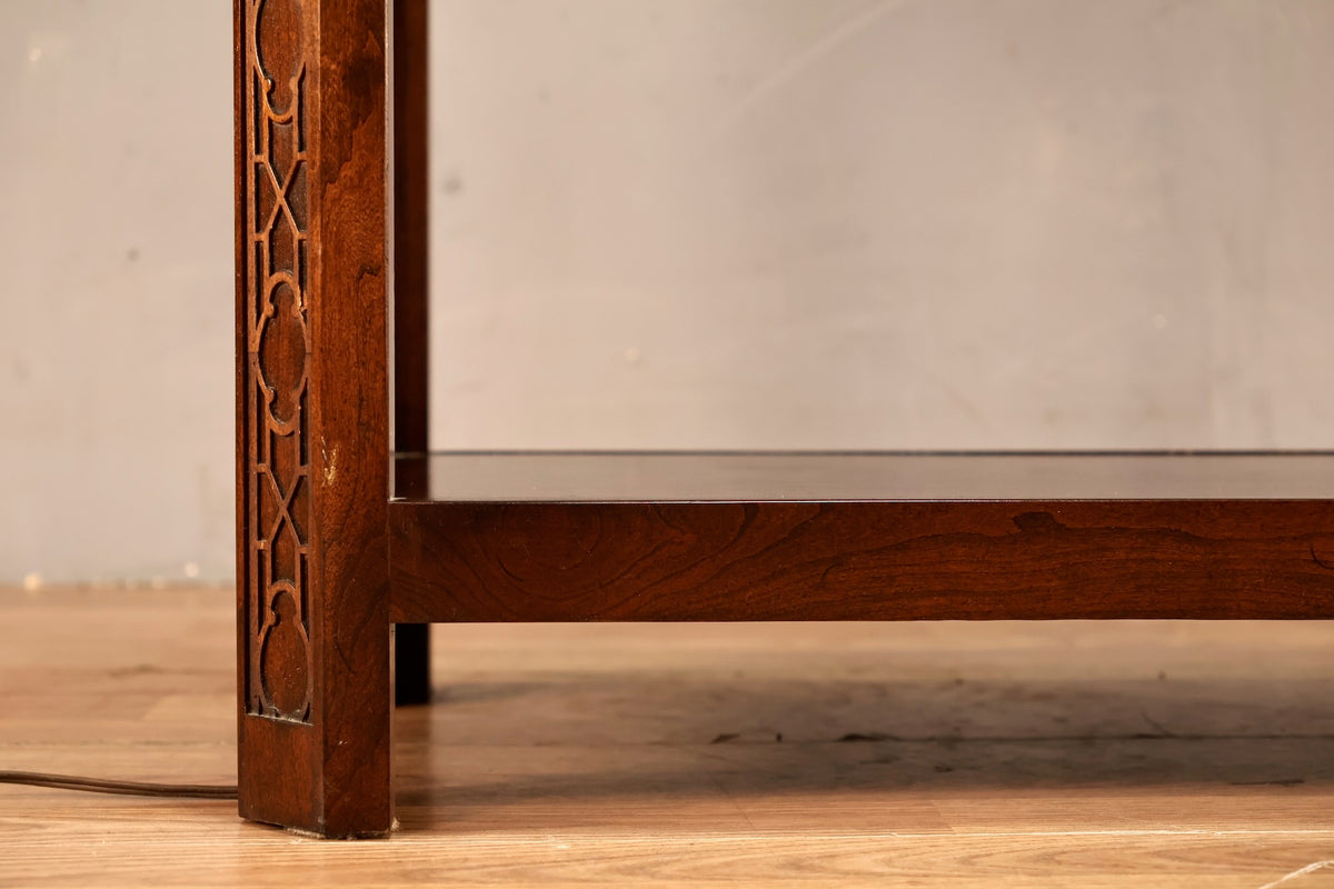 Elegant Dark Wood & Glass Etagere
