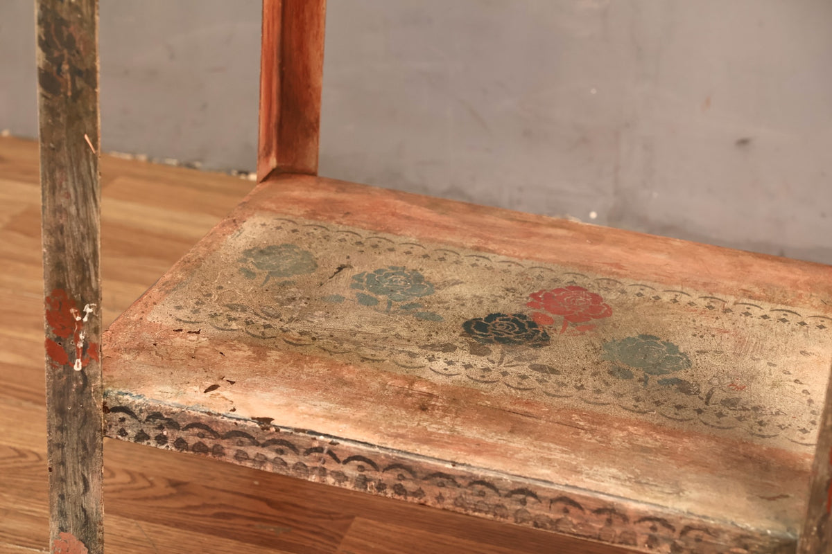 Shabby Floral Metal End Table