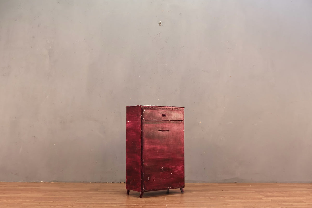 Rustic Magenta Metal Hamper Cabinet