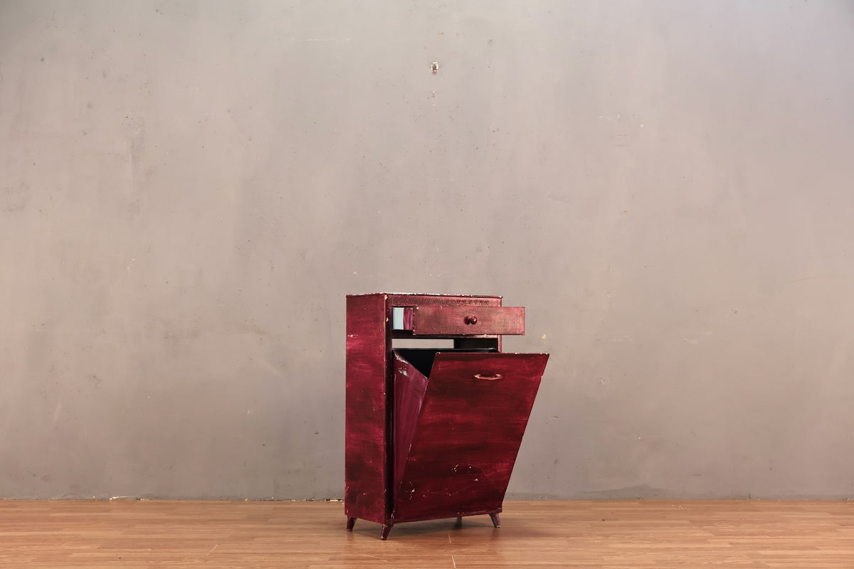Rustic Magenta Metal Hamper Cabinet