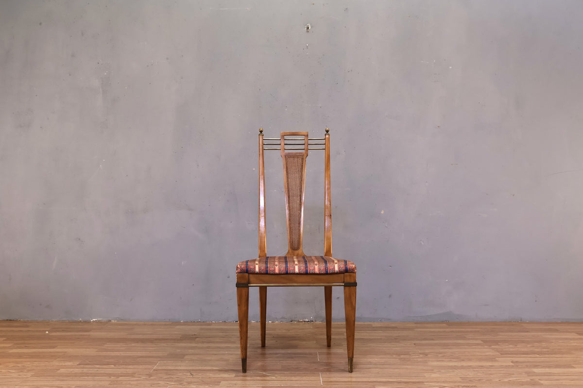 1950s J.L. Metz Walnut & Brass Side Chair