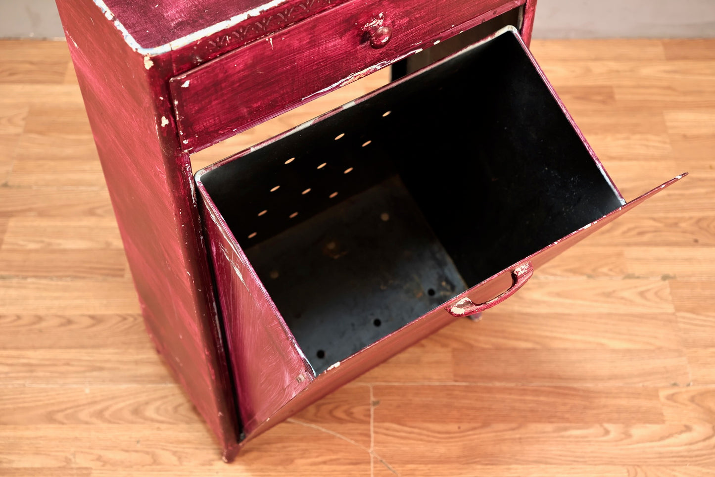 Rustic Magenta Metal Hamper Cabinet