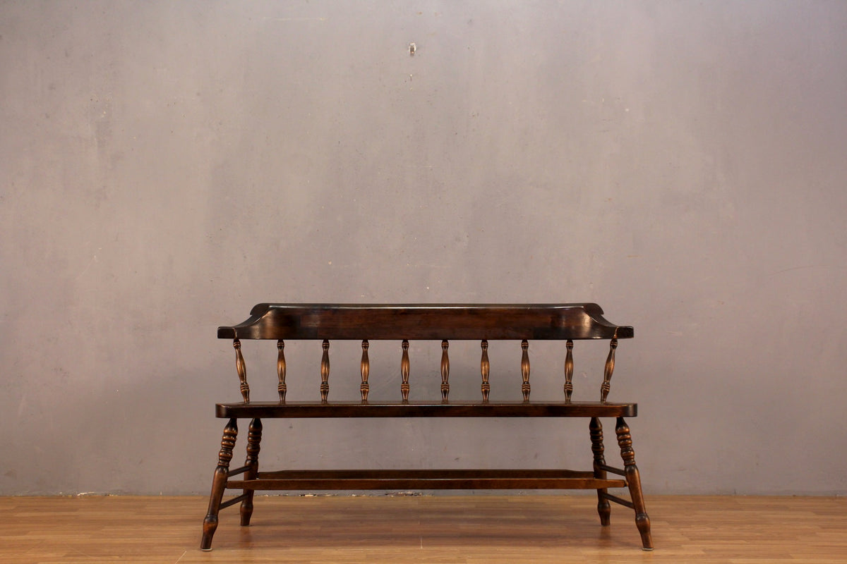 Dark Pine Spindle-Back Bench