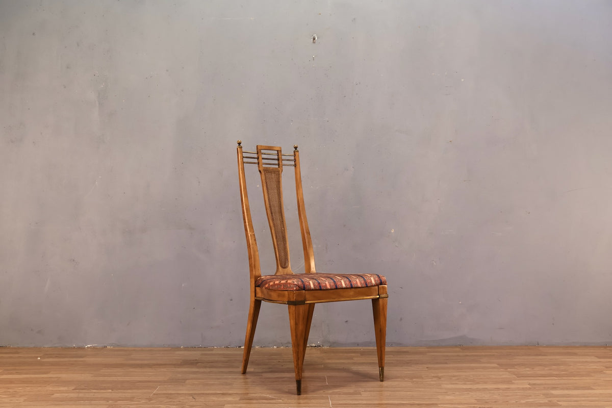 1950s J.L. Metz Walnut & Brass Side Chair