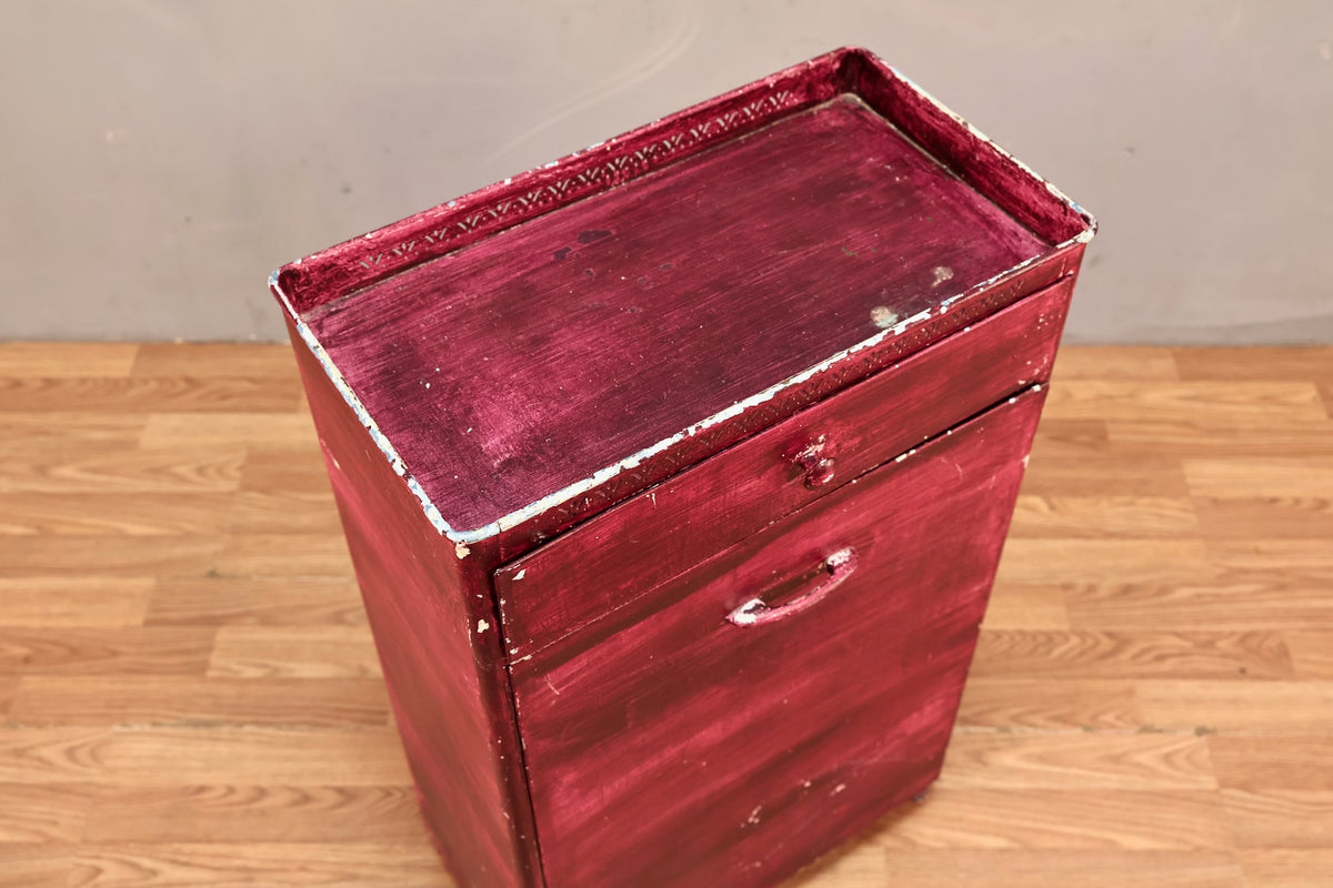 Rustic Magenta Metal Hamper Cabinet