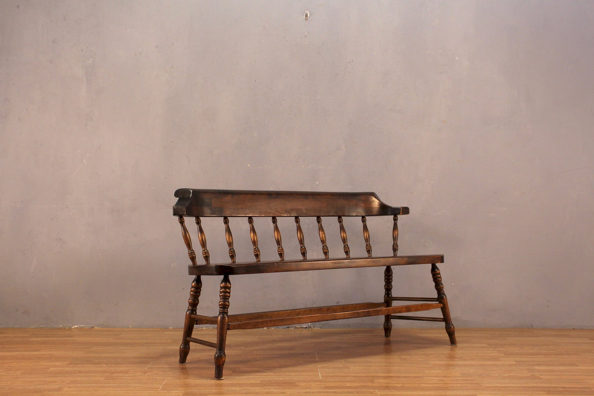 Dark Pine Spindle-Back Bench
