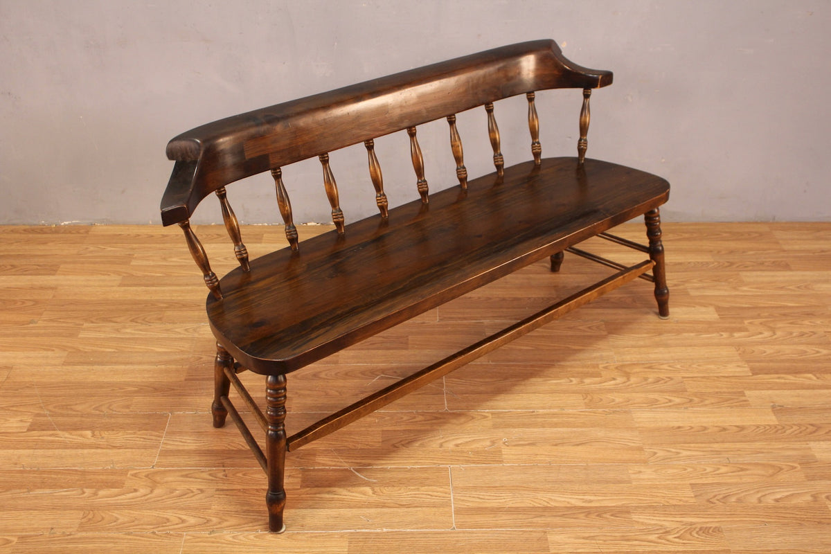Dark Pine Spindle-Back Bench