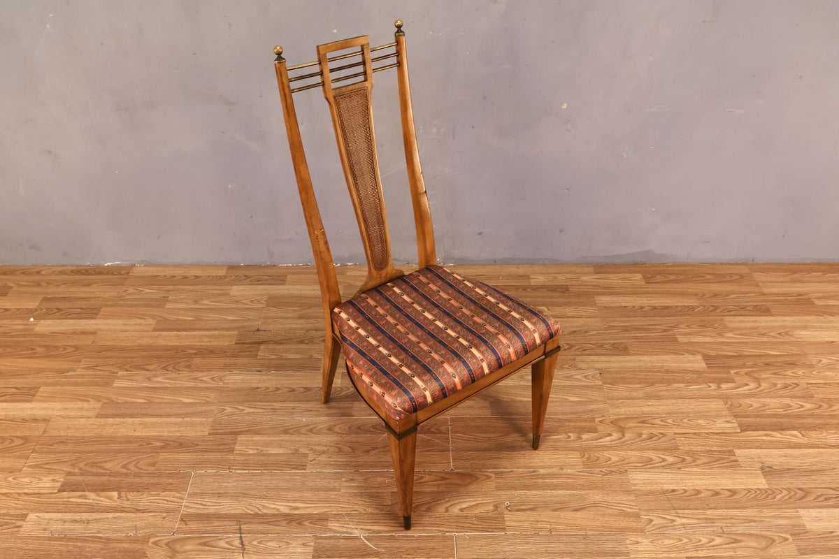 1950s J.L. Metz Walnut & Brass Side Chair