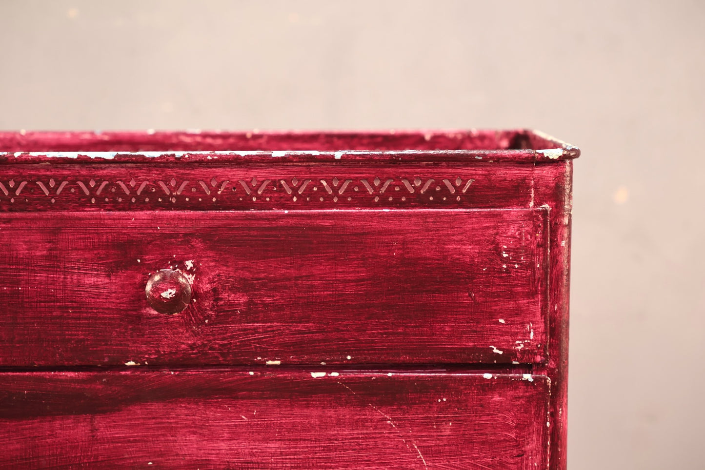 Rustic Magenta Metal Hamper Cabinet