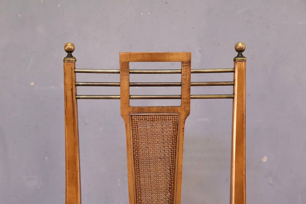 1950s J.L. Metz Walnut & Brass Side Chair