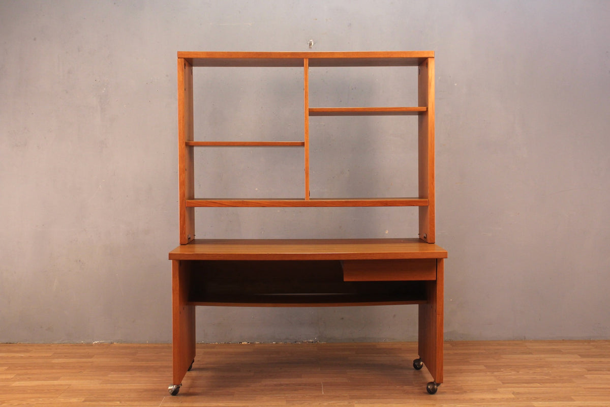 Danish Teak Rolling Desk with Shelves