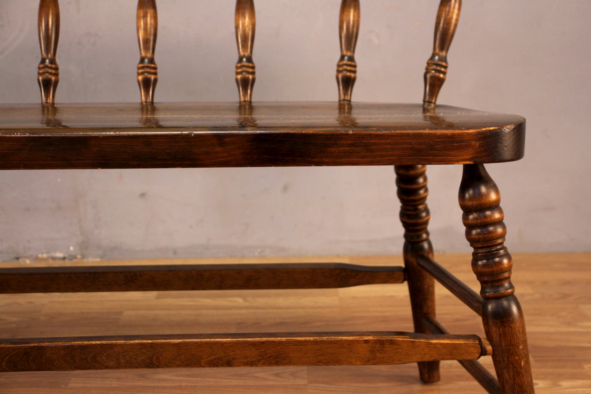 Dark Pine Spindle-Back Bench