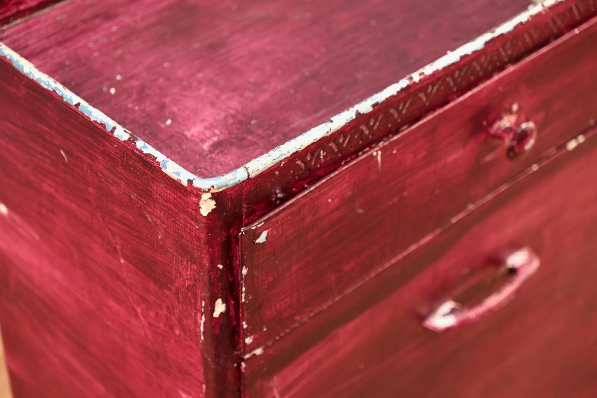 Rustic Magenta Metal Hamper Cabinet