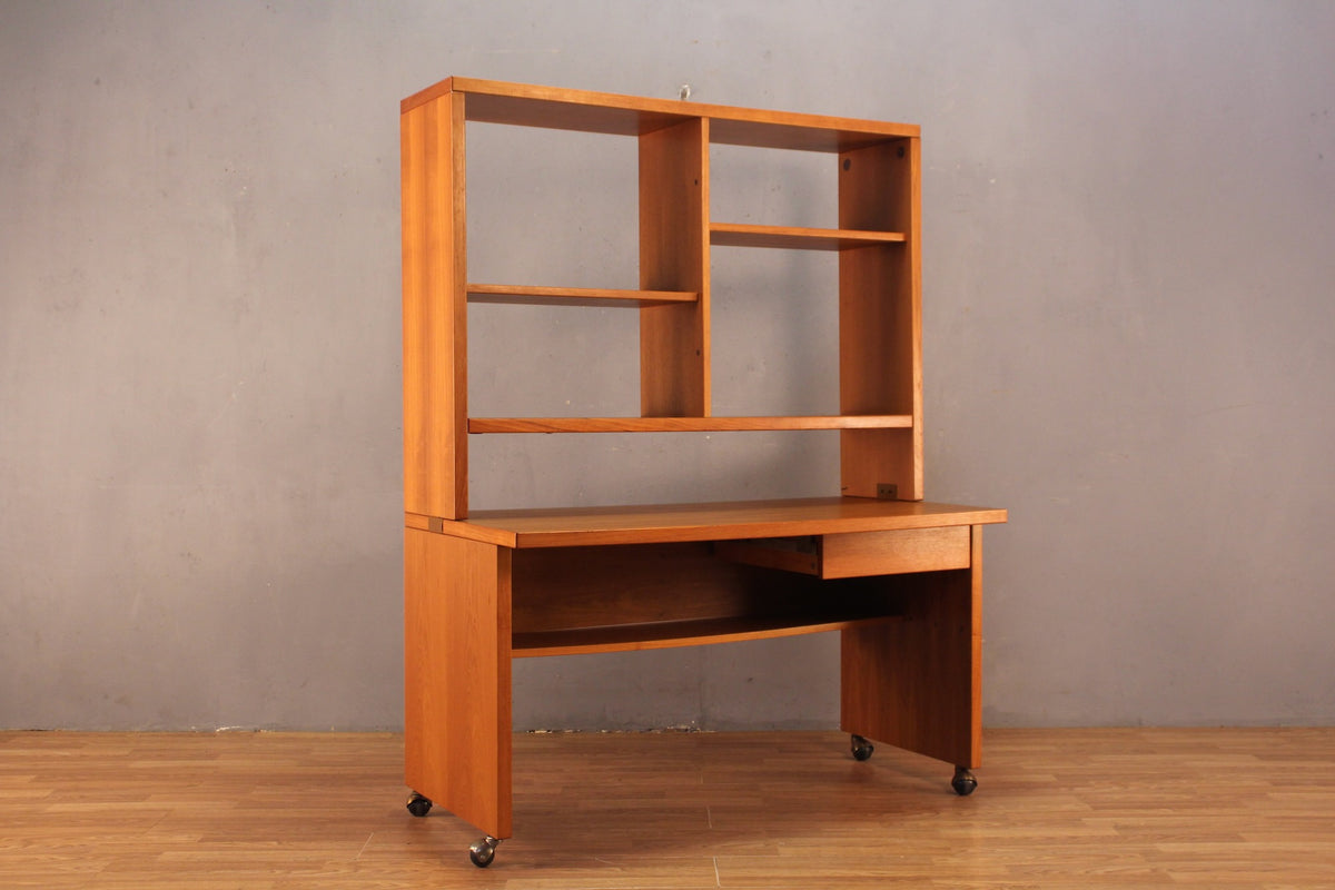 Danish Teak Rolling Desk with Shelves