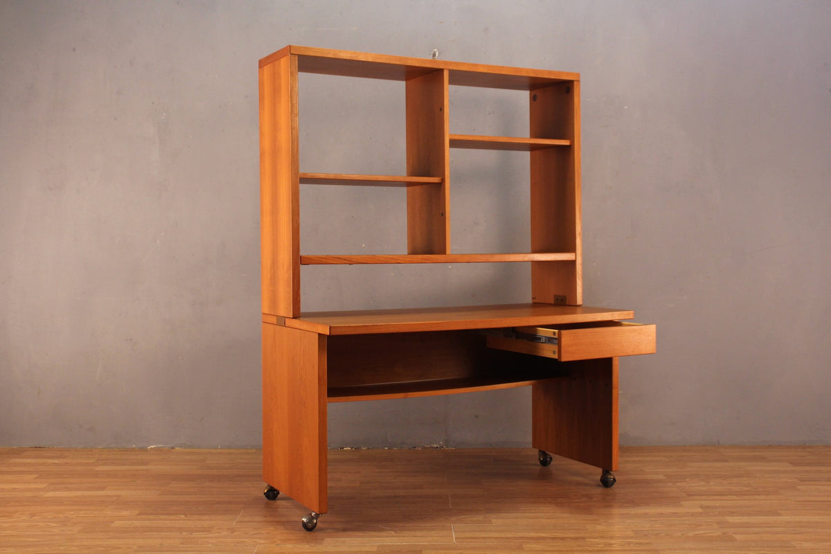 Danish Teak Rolling Desk with Shelves