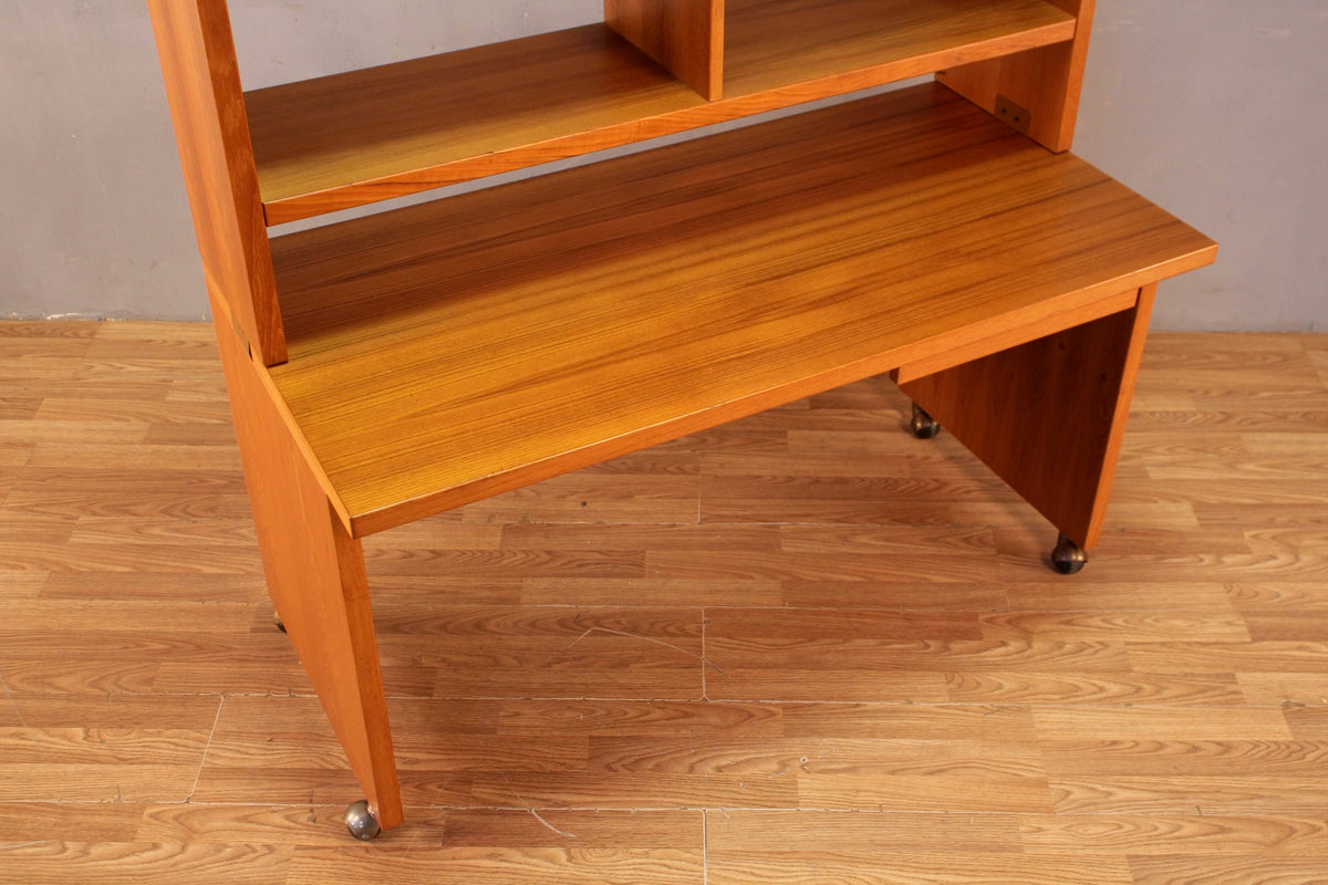 Danish Teak Rolling Desk with Shelves