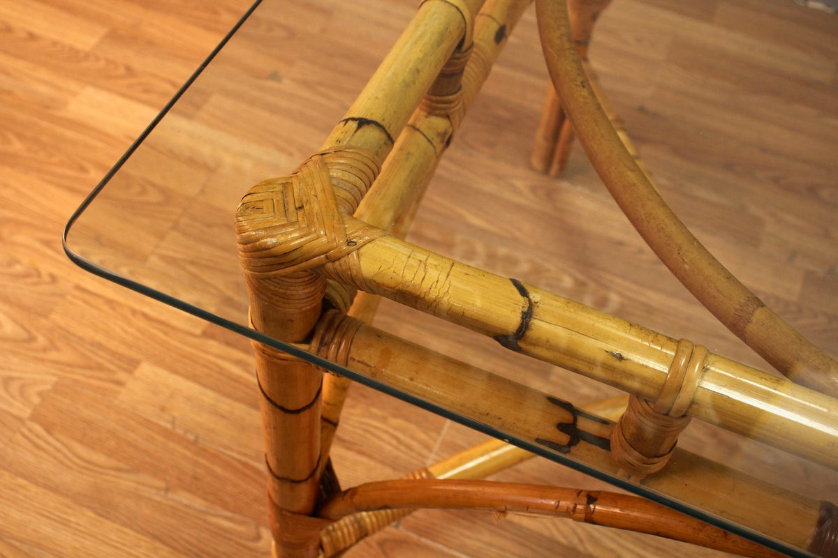 Bamboo & Glass Dining Table - ONLINE ONLY