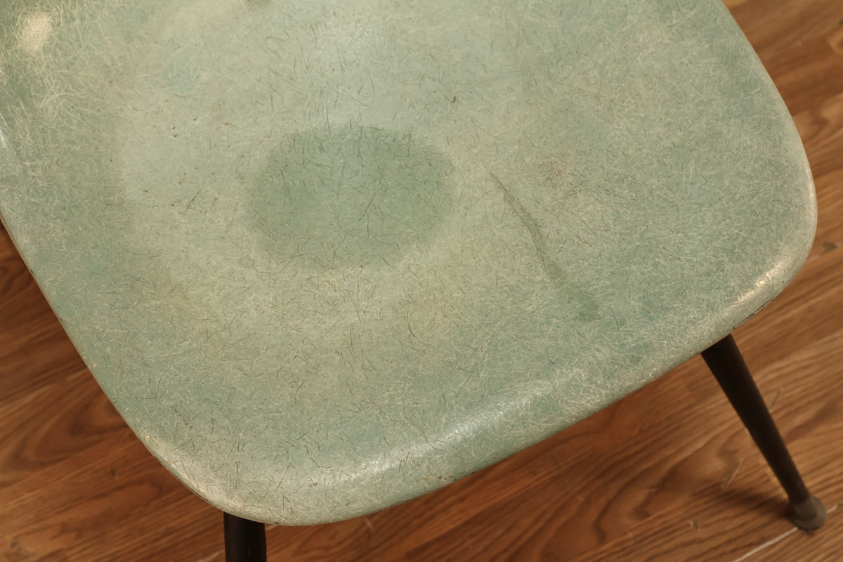 Mid Century Aqua Fiberglass Shell Chair - ONLINE ONLY