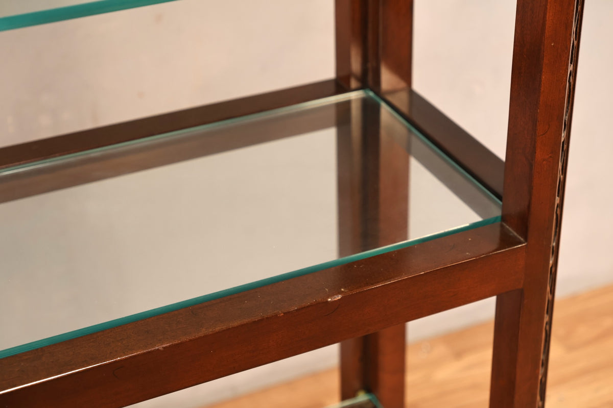 Elegant Dark Wood & Glass Etagere